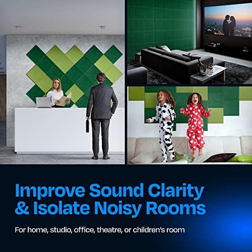 Acoustic Panels 12-Pack Soundproof Wall Panels 12"X12"X0.4" Sound Panels High Density Sound Dampening Panels - [Dark Green Square]