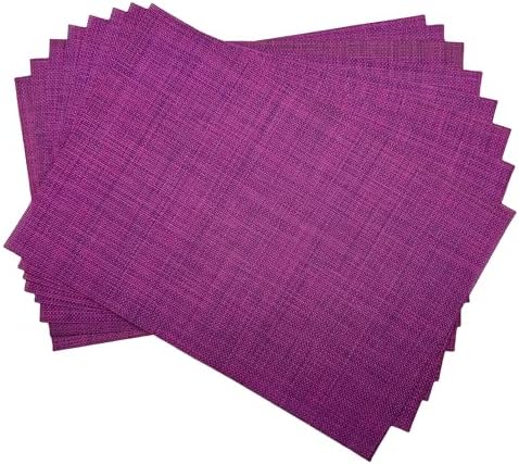 WAZAIGUR Placemats Crisscross Woven Vinyl Place Mats Set of 8 Purple
