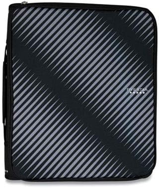 Five Star Zipper Binder, 2 Inch 3-Ring Binder with Round Rings, 5-Tab Expanding File, 380 Sheet Capacity, Black (72536)
