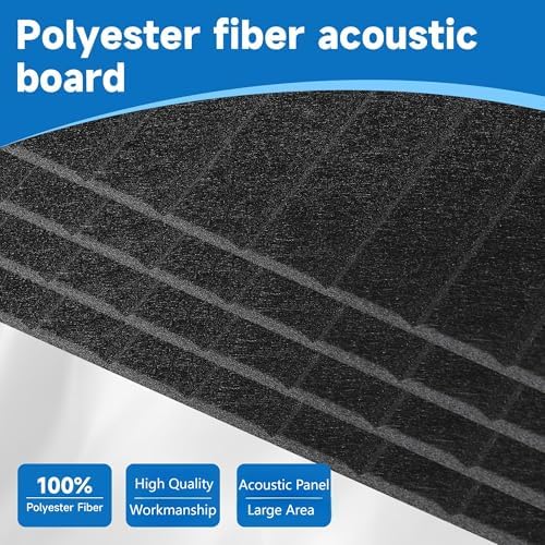 Large Acoustic Panels for Wall Sound Proof Sound Dampening Panels for Wall and Ceilings Decor 47.2 x 23.6 x 0.4 Inch Polyester Fiber Noise Absorb Panels for Bedroom Home Studio Office (Black, 5 Pack)