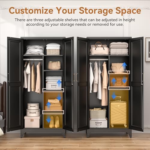 Polup 71" Tall Metal Armoire Wardrobe Closet with Lock