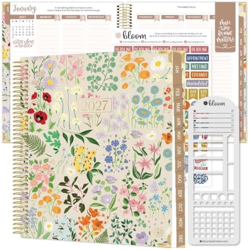 bloom daily planners 2027 Hardcover Goal & Vision Planner (January - December 2027) - Monthly & Weekly Calendar Year Agenda Organizer - 7.5" x 9" - Garden Party