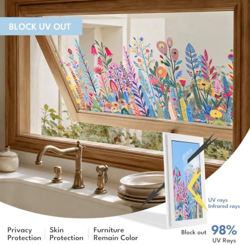 ADD.HERES Stained Glass Window Film, Window Film Decorative, 17.5 x 78.7 in