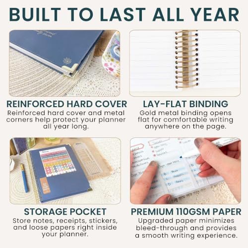 bloom daily planners 2027 Hardcover Goal & Vision Planner (January - December 2027) - Monthly & Weekly Calendar Year Agenda Organizer - 7.5" x 9" - Navy Linen