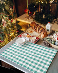 Rustic Green White Buffalo Check Plaid Pattern Placemat 1PC, Farmhouse Heat Resistant Washable Table Place Mats Cotton Table Linens Party Holiday Decor for Kitchen Dining Outdoor Indoor