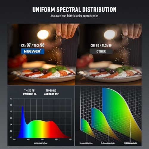 NEEWER CB120B 120W LED Video Light with 2.4G&APP Control COB Bi Color 2700K-6500K 78000lux at 1m/CCT Mode/CRI97/12 Scenes/Bowens Mount Continuous Output Lighting for Studio Photography/Video Recording