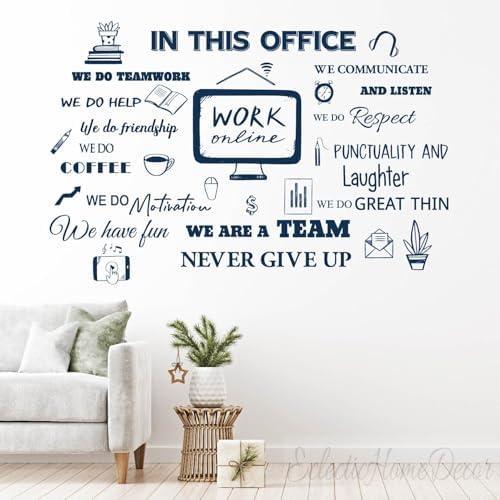 Inspirational Office Wall Decals - Motivational Team Quotes, Positive Sayings, Modern Office Wall Decor, Reusable Stickers for Workplace Motivation.