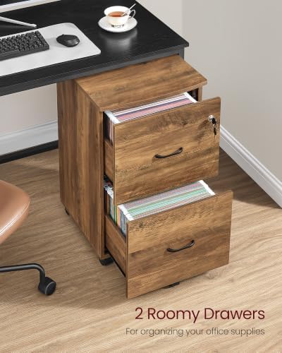 VASAGLE 2-Drawer File Cabinet, Small Rolling, Locking, Printer Stand