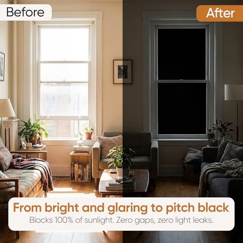 SUNBABY Blackout Window Film, 100% Light Blocking Static Cling 17.5"x118.1"