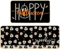 Baccessor Happy Halloween Kitchen Mats Set of 2, Spooky Pumpkins Bats Black Kitchen Rugs for Floor Low-Profile Farmhouse Fall Halloween Party Home Decor 17x29 and 17x47 Inch