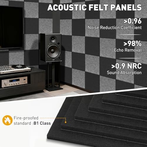 Fabric Bulletin Board 36"x24", 6-Pack Felt Wall Tiles, Black