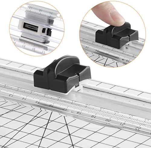 Firbon Green A4 Paper Cutter Bundle with 5Pcs Black Refill Blades, 12 Inch Paper Trimmer with Side Ruler for Scrapbooking, Craft, Coupon, Label, Cardstock