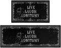 Goth Kitchen Mat Set of 2 - Non Slip Halloween Spooky Kitchen Rugs Black Goth Rug Skull Witchy Rug for Home Kitchen - Live Laugh Lobotomy Sign - Halloween Gothic Kitchen Decor Accessories