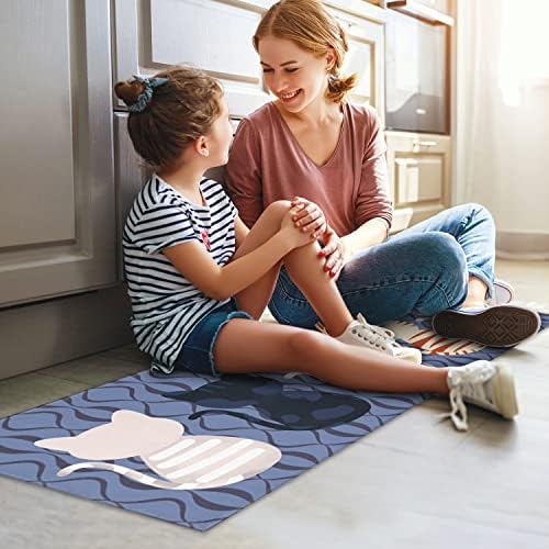 Cat Kitchen Rugs and Mats for Floor 2 Piece Sets, Cat Floor Mat for Kitchen, Farmhouse Waterproof Cats Kitchen Mat in Front of Sink for Standing for Country Kitchen Decor 17"X30"+17"X47"
