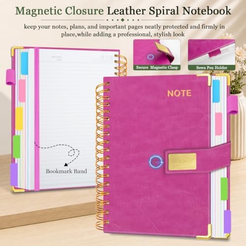 5 Subject Spiral Notebook with Pockets Dividers, 8.5''x11'' 300 Pages