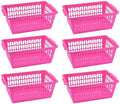 YBM HOME Plastic Perforated Storage Basket Bin Office Drawer, Shelf Desktop Countertop Tray Organizer 32-1188 (6, Pink)