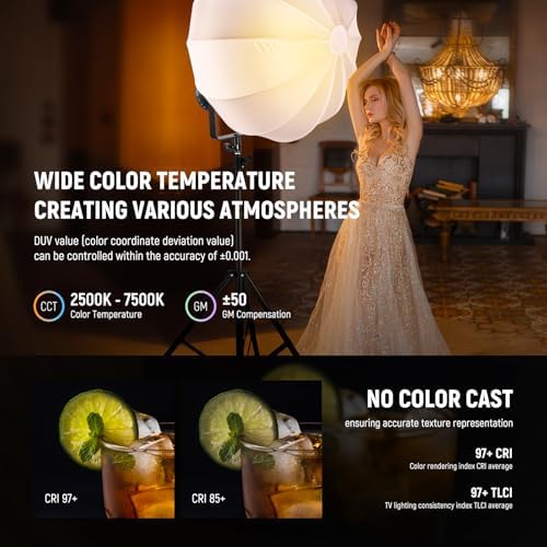 NEEWER CB 300C RGB LED Video Light with Reflector, 300W, APP/2.4G Control, 17 Scenes 29600Lux/1m 2500-7500K CRI97+/TLCI97+ Full Color Bowens COB Continuous Output Lighting Dimmable for Studio Filming