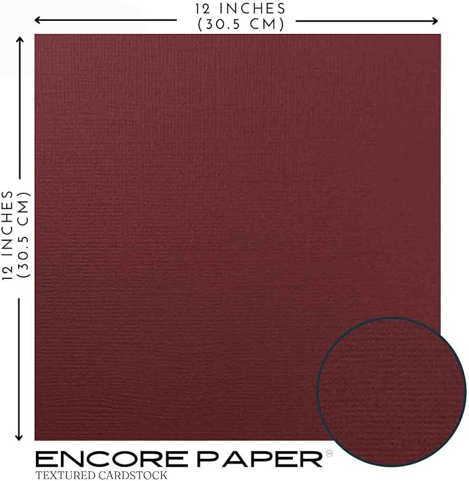 MERLOT—12x12 Textured Cardstock | 80lb Textured Red Scrapbook Paper | Premium Cardstock for Cricut Cutting | 25 Sheets