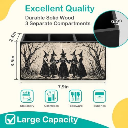Girls Will Be Girls Witch Halloween Pen Pencil Holder for Desk