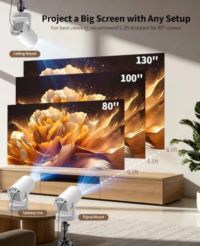 【Electric Focus】Mini Projector, Support 4K 1080P, 210 ANSI Portable Projector with WiFi and Bluetooth, Auto Keystone Correction Video Projector, Compatible with Smartphone,TV Stick,Laptop