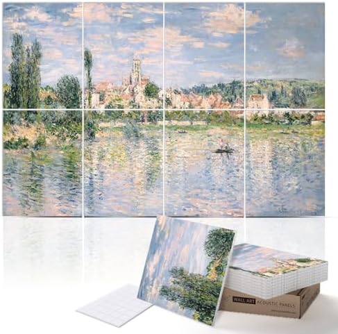 PINWELIFE® Masterpiece Acoustic Art Panels, 8-Pack 12"×16" Sound Absorbing Panels, Decorative Acoustic Wall Art, Noise and Echo Cancelling for Home Studio/Office, Nano Tape Included