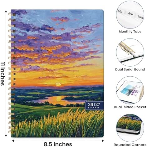 Large Planner 2026-2027, A4 (8.5" x 11") Hardcover Weekly & Monthly Planner July 2026 - June 2027 with Monthly Tabs, Academic Planner for School, Work and Office, Golden Horizon