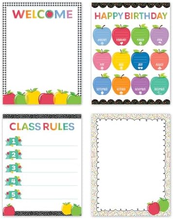 Creative Teaching Press Apple Time Classroom Essentials 4-Chart Pack, 17" x 22"