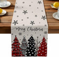 Red Black Christmas Tree Table Runner Dresser Scarf 13 x 108 Inch Polka Dots Xmas Tree Snowflake Linen Table Runners Non-Slip Heat Resistant Kitchen Dining Table Decor for Home Holidays Indoor Outdoor
