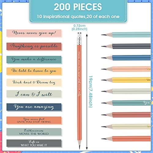 Sabary 200 Pcs Inspirational Pencils Bulk Back to School Gift School Supply