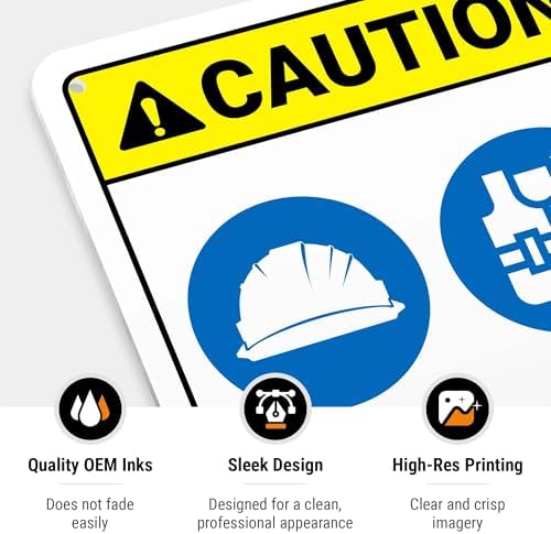 Hard-Hat and Safety Vest Required Sign, ANSI Caution Sign,