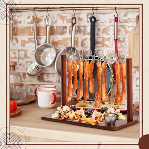 Acacia Wood 15.8 x 7.2 x 10.6 Inches Bacon Display Rack Wooden Bacon Tray