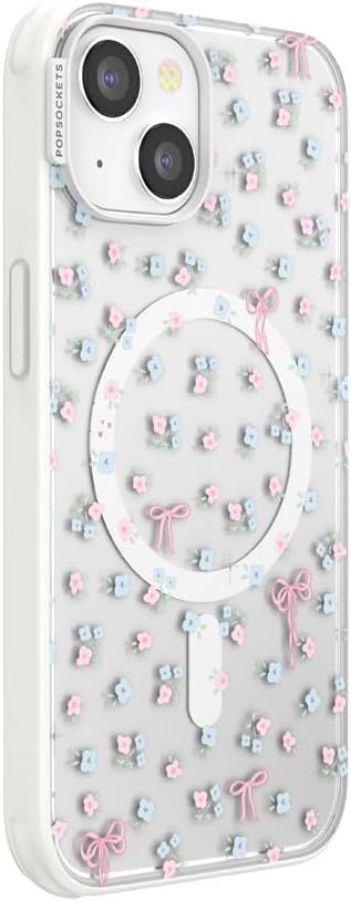 PopSockets iPhone 14 Phone Case with MagSafe, Wireless Charging Compatible, Bow - Bows & Blooms