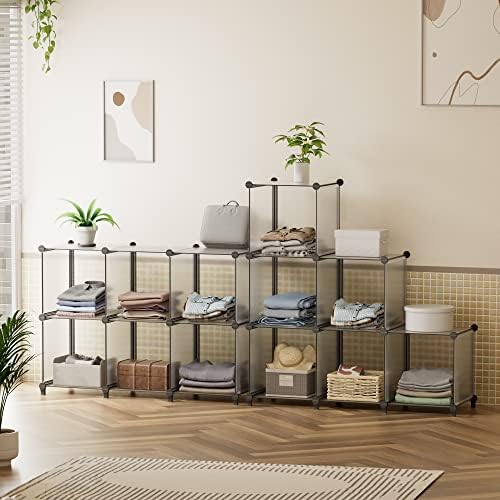 HOMIDEC 6 Light Grey Cube Storage Organizer, Modular Storage Shelf with Hammer, Cube Storage Bin Cabinet Closet Bookshelf for Living Room, Bedroom, Office, Each Cubes Size 11.8 x 11.8 inch
