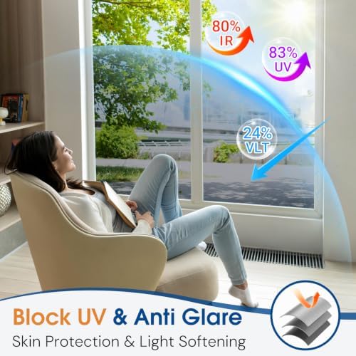 Homein Window Tint for Home with Tools, One Way Window Film, Silver