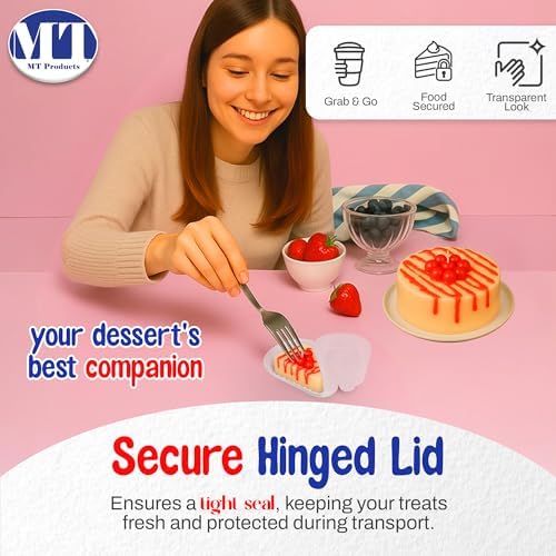 MT Products Hinged Extra Small Plastic Pie, Cheesecake, Cake Slice Container for Small Pies and Cakes (Pack of 20) - Made in The USA