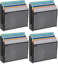 Mind Reader Vertical File Storage, Desktop Organizer, Wall Mount, Office, Metal Mesh, 12.5" L x 3.75" W x 11.5" H, Black (Pack of 4)