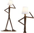 Unique Tall Reading Wood Floor Lamp, LED Bulb Included, Teak | Cool Decorative Corner, Rustic Swing Arm Standing Lighting for Kids Bedroom, Living Room, Dorm, Office, Farmhouse