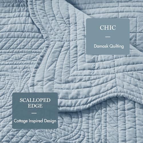 Madison Park Coastal Damask Quilted Daybed Cover Set, 6PC, 39"x75"