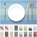 Placemats Set of 12 Vinyl/Plastic Woven Place Mats for Kitchen Table Indoor/Outdoor Washable Placemat Wipeable Dining Table Mats (Ocean Geode,12)