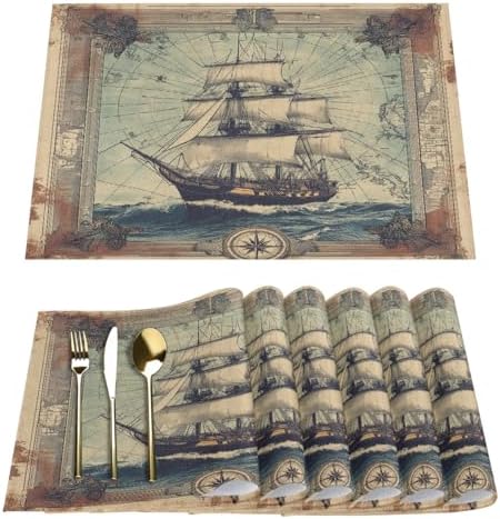 Placemats Set of 6 Washable Linen Place Mats Cloth Table Mats 12x18 Inch