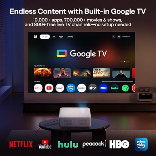 Aurzen EAZZE D1G 4K Supported Google TV Smart Projector w/ WiFi & Bluetooth