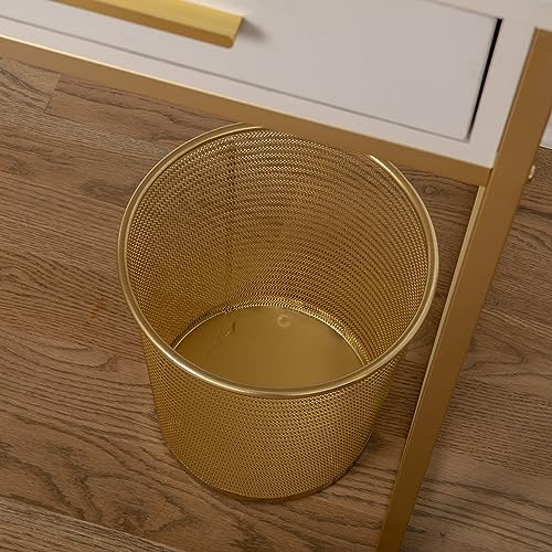 Martha Stewart Ryder 4.5 Gallon Mesh Metal Wastebasket, Gold