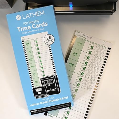 Lathem Weekly Employee Time Card Pack, 100 Count (E8-100)