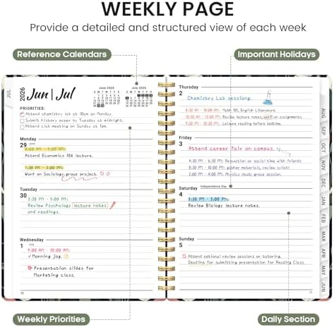 Planner 2026-2027, Jul 2026-Jun 2027 Academic Monthly & Weekly Planner | 6.3" x 8.5" Hardcover Pretty Calendar Planner for Women, Spiral Organizer for School Office Home Supplies, Butterfly Tapestry