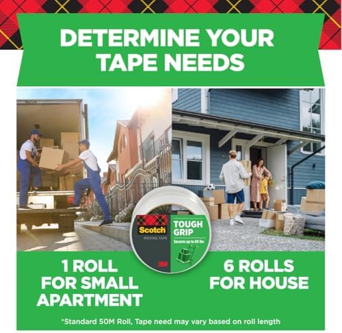 Scotch Tough Grip Moving Packing Tape, Clear, 1.88 in. x 43.7 yd.