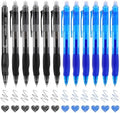 USUAL Retractable 6 Black 6 Blue Erasable Gel Pens Clicker, Fine Point(0.5mm),Make Mistakes Disappear, Premium Comfortable Grip, Smooth Writing Pen Office Back-to-School Supplies