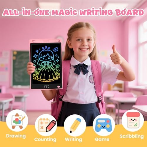 4 Pack LCD Writing Tablet for Kids, Erasable and Reusable Toddler Doodle Board in 8.5 inch, Ideal Educational Drawing Pad for Learning Toy for Ages 3-8 Gifts for Girls Boys