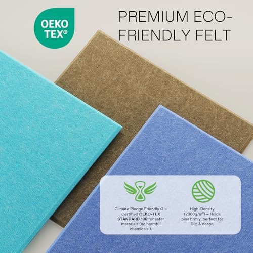 MaxGear Felt Bulletin Board 36" x 24", Sky Blue Felt Wall Tiles Push Pins
