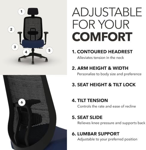 HON Altern Ergonomic Office Chair, Office Desk Computer Chair, Indigo