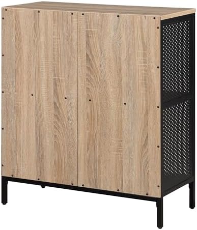 OSP Home Furnishings Ace Contemporary Modern Storage Bookcase with Shelves, 2- Shelves, 4 Cubes, River Oak Finish